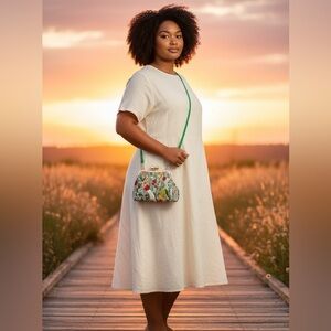 🌿 Vintage Embroidered Floral Handbag | Pearl Kiss-Lock Crossbody